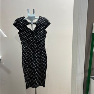 Chic Black and White Polka Dot Midi Dress